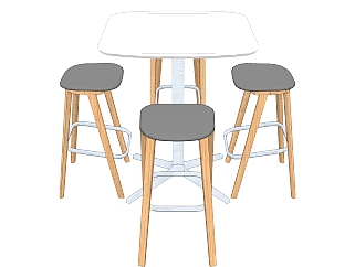 现代<em>吧台</em>桌椅组合草图大师模型，简约桌椅组合sketchup...