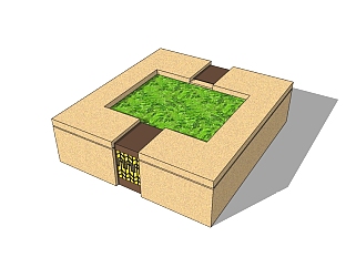 现代<em>方形树池</em>skb模型分享，<em>树池坐凳</em>草图大师模型下载
