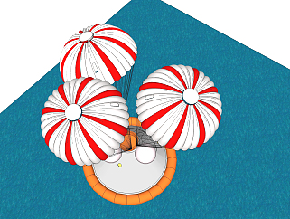 现代伞形返回舱草图大师模型，返回舱su模型免费下载