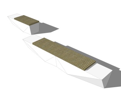 现代条形座椅草图大师模型分享，户外休闲长椅sketchup模型下载