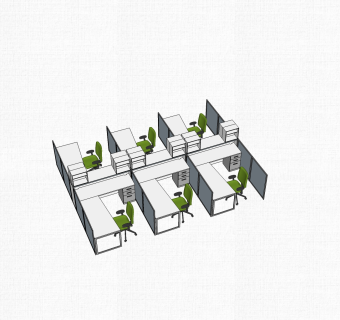 现代隔断办公桌草图大师模型，办公桌skp模型下载