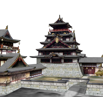 日式建筑城堡草图大师模型下载、日式建筑su模型下载