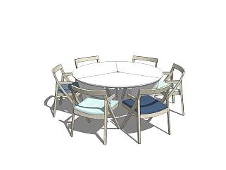 <em>现代圆形</em>餐桌免费su模型，圆形餐桌skp模型下载