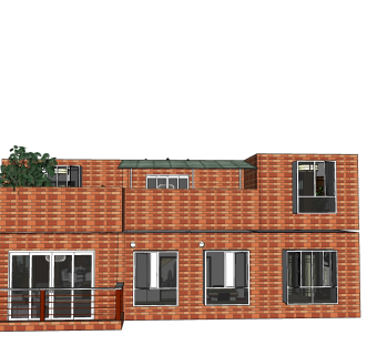 现代两层独栋别墅草图大师模型下载，独栋别墅sketchup模型
