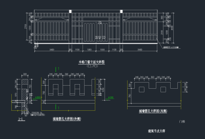 山门建筑施工图，山门CAD建筑图纸下载