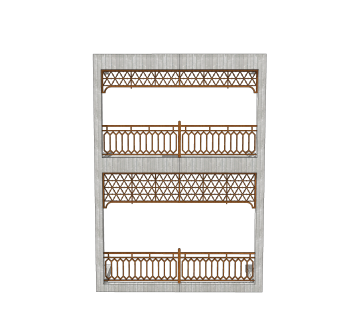 中式栏杆SU模型，栏杆SKB文件下载
