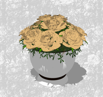 芍药花瓶插花su模型，花艺草图大师模型下载