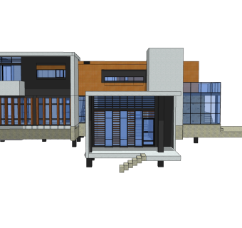 现代风格别墅草图大师模型下载，别墅SKP模型下载