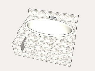 现代<em>大理石</em>浴缸草图大师模型，浴缸sketchup模型下载