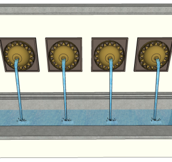 现代景观墙skp文件下载，景观墙SU模型