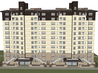 欧式高层公寓楼sketchup模型，公寓草图大师模型下载