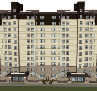 欧式高层公寓楼sketchup模型，公寓草图大师模型下载