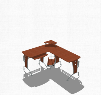 现代简约办公桌su模型，办公桌草图大师模型下载