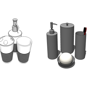 现代洗漱用品草图大师模型，洗漱用品sketchup模型下载