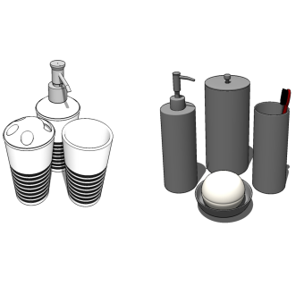 现代洗漱用品草图大师模型，洗漱用品sketchup模型下载