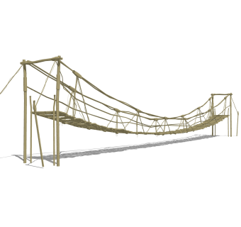 吊桥草图大师模型设计下载，sketchup吊桥su模型分享