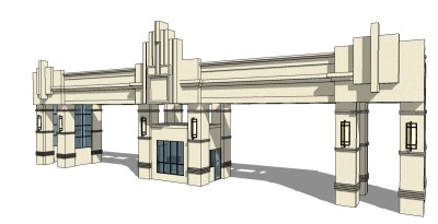 欧式入口大门skp文件下载，入口大门SU模型分享