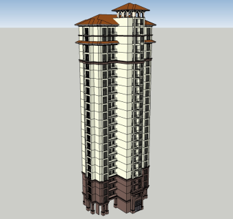 欧式高层公寓楼草图大师模型，公寓sketchup模型