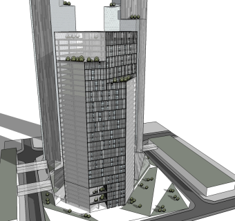 现代办公楼草图大师模型，办公楼sketchup模型