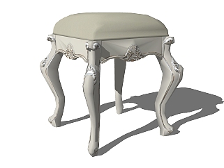 欧式雕花凳子草图大师模型，凳子sketchup模型下载