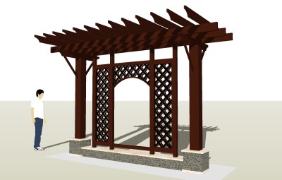 中式镂空景墙草图大师模型，镂空景墙sketchup模型下载