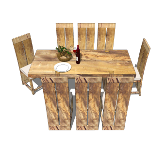 新中式餐桌椅草图大师模型，餐桌椅skb文件下载