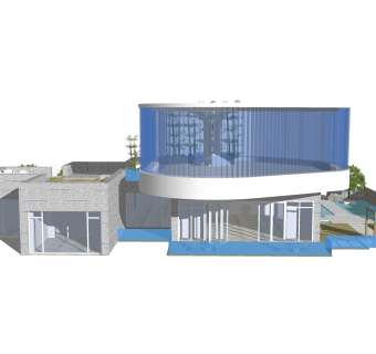 现代风格别墅草图大师模型下载，别墅SKP模型下载