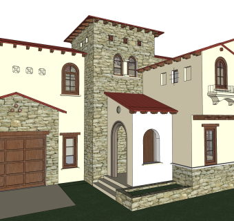 欧式别墅外观草图大师模型，SU模型免费下载