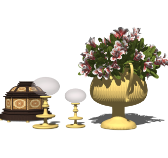 欧式花瓶台灯摆件草图大师模型,现代装饰品su模型下载