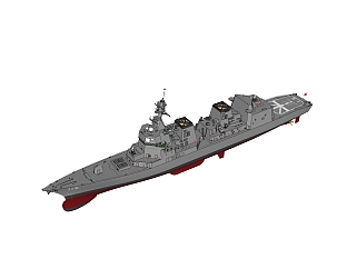 现代<em>日本</em>DD-115秋月号驱逐舰<em>su模型</em>下载，驱逐舰草图...