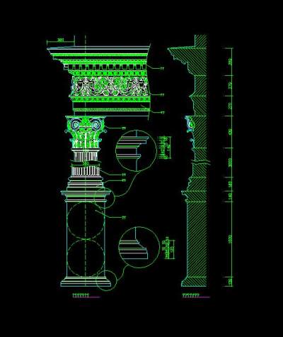 中式柱头CAD施工图，中式柱头CAD图纸下载