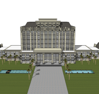 欧式商务建筑会所，sketchup建筑模型免费下载