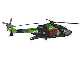 现代直升机草图大师模型，直升机sketchup模型下载