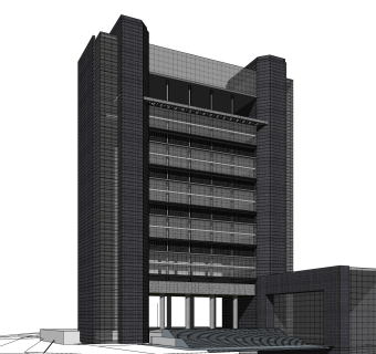 现代高层办公楼草图大师模型，高层办公楼sketchup模型免费下载