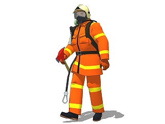现代<em>消防员</em>sketchup模型，人物草图大师模型下载