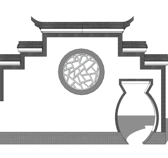 中式文化景观墙草图大师模型，文化景观墙sketchup模型免费下载