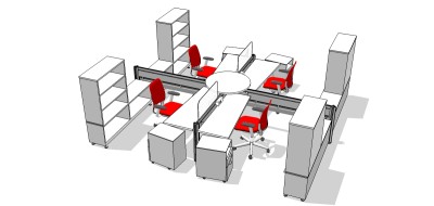 现代办公桌草图大师模型，办公桌sketchup模型下载