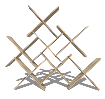 现代创意酒架sketchup模型，酒架草图大师模型下载