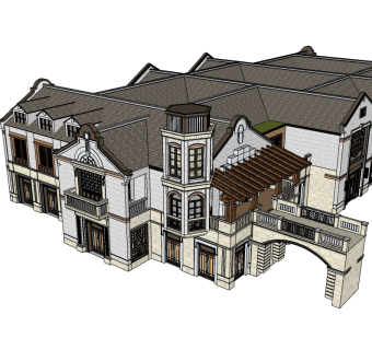 新中式建筑会所模型，sketchup模型免费下载