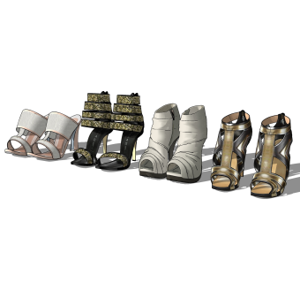 现代高跟鞋草图大师模型,服装店衣架su模型下载