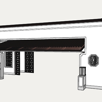 中式牌坊sketchup模型，牌坊skp文件下载