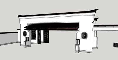 中式牌坊sketchup模型，牌坊skp文件下载