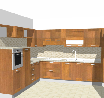 现代厨房柜免费su模型，厨房柜草图大师模型