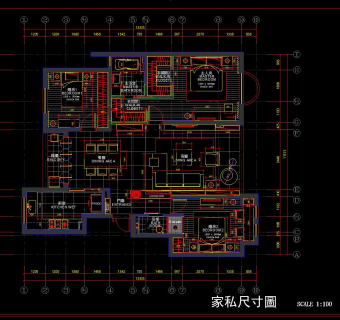 三居室全套施工图，CAD建筑图纸免费下载