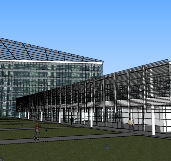 现代办公大楼草图大师模型，写字楼sketchup模型下载