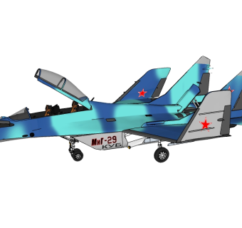苏俄Mig-29米格-29战斗机 Sketchup模型，苏俄Mig-29米格-29战斗机 Skb模型下载