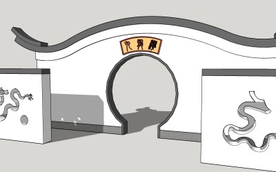 月洞门SU模型下载，月洞门skb模型分享