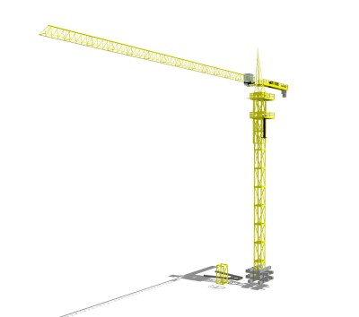 现代大型工用塔吊起重机草图大师模型，工业器材skb文件下载