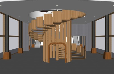 现代实木螺旋楼梯草图大师模型，实木螺旋楼梯sketchup模型免费下载