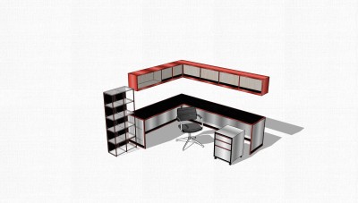 现代班台桌su模型，班台桌sketchup模型下载